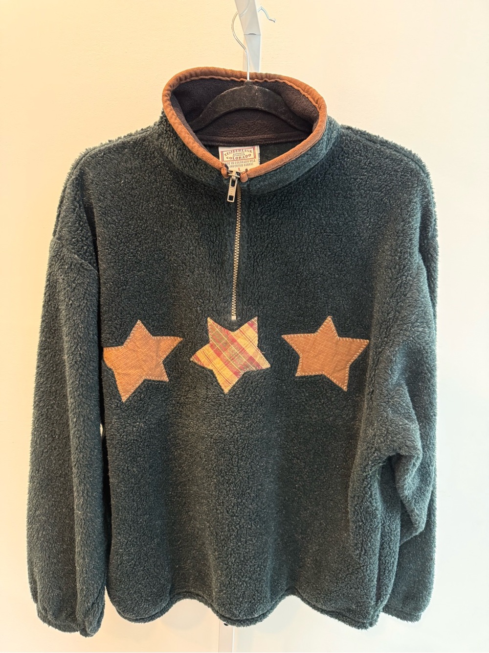 Vintage Timberline Colorado Teddy Star Appliqué Half-Zip Jacket Green Size L
